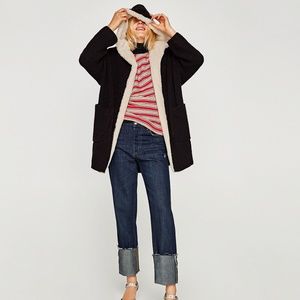 ZARA Knit Oversize Textured Hoodie Cardigan